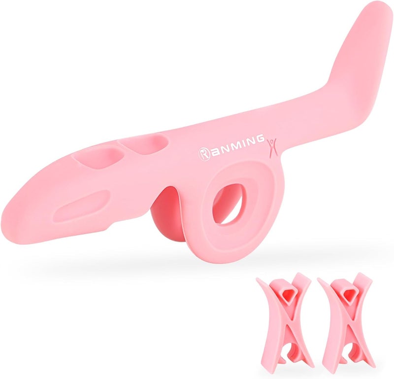 RANMING Violin Bow Holder for Practice– Silicone Hand Position Corrector Non-Slip Teaching Tool for Beginners Students Improve Bow Grip & Posture Violin Teaching Aid With 2 Bow Stopper Pink - Image 1